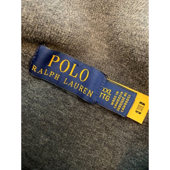 Polo Ralph Lauren Sweater Mens 2XL Gray Cotton 1/4 Zip Mock Neck Pullover - Picture 6 of 8